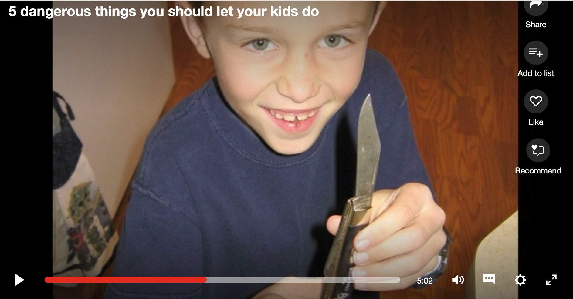 Child with pocket knife